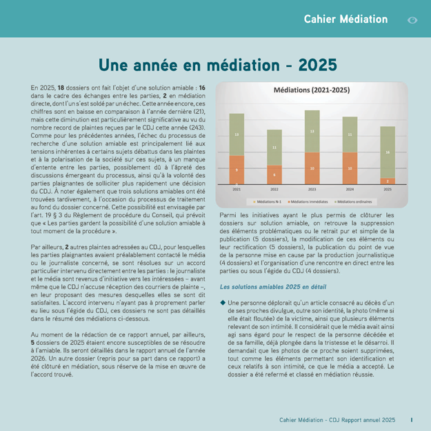 image du cahier de médiation du rapport annuel du CDJ pour l'année 2023