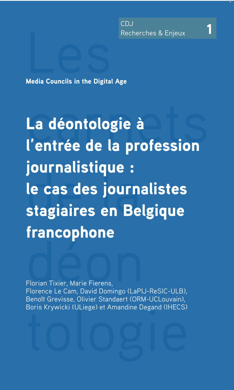Couverture du rapport Jeunes Journalistes et la déontologie